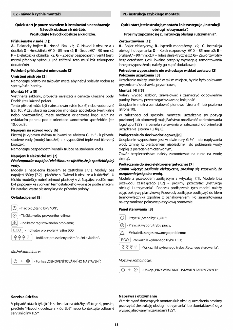 Pagina 18 - Ghid de instalare rapida pentru boiler BelliSlimo Lite TESY Instructiuni montaj,...