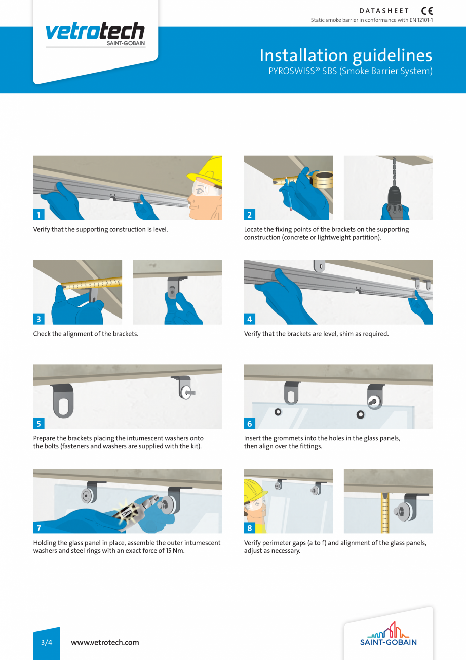 Pagina 3-Ecrane de fum din sticla - D120 VETROTECH PYROSWISS® SBS Fisa tehnica Engleza  ≤ W1 ≤ 500 mm...