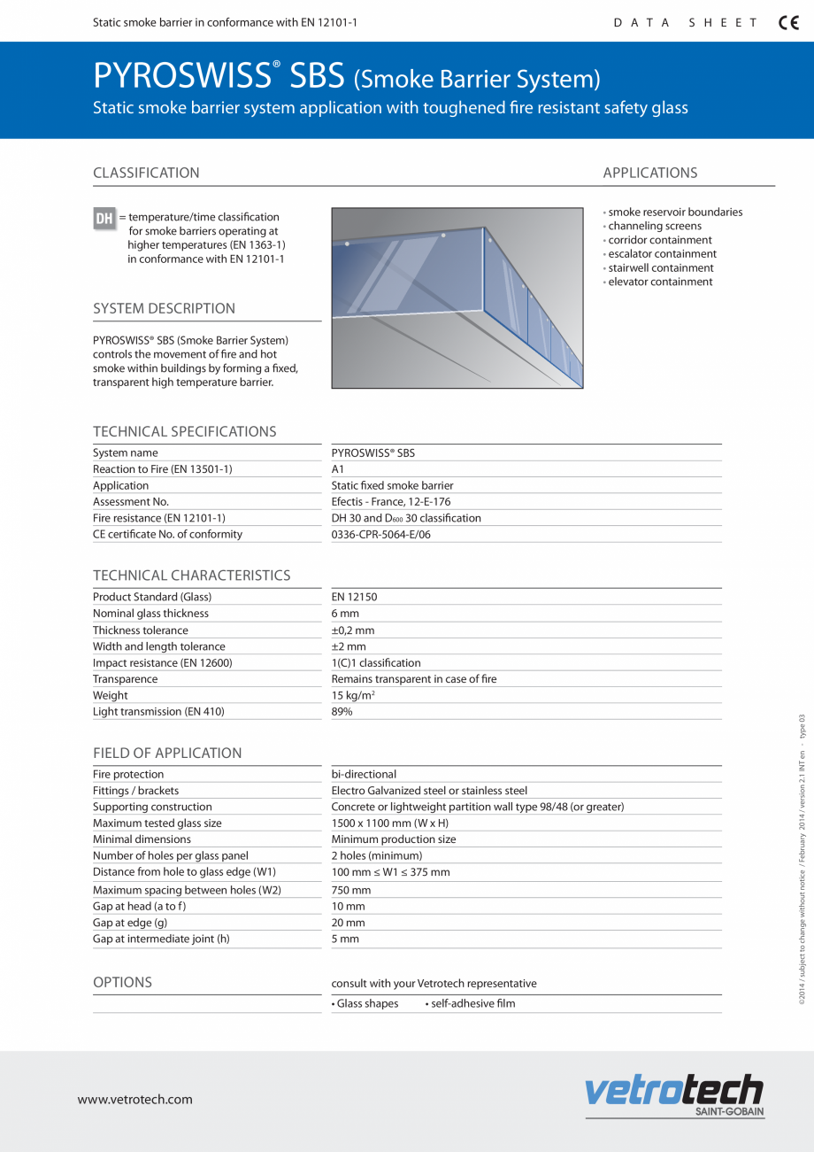 Pagina 1-Ecrane de fum din sticla VETROTECH PYROSWISS® SBS Catalog, brosura Engleza D A T A

Static smoke...