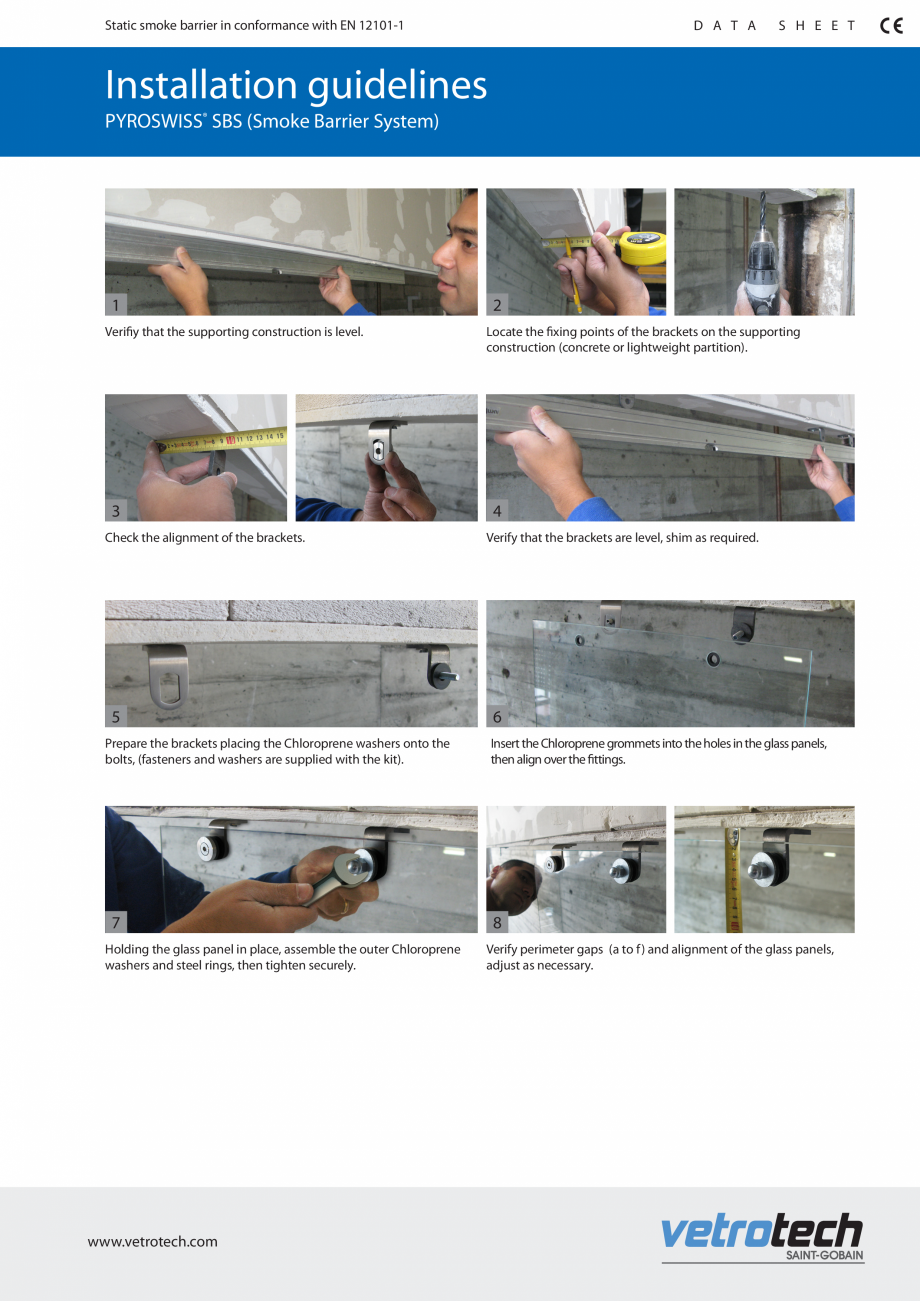 Pagina 3-Ecrane de fum din sticla VETROTECH PYROSWISS® SBS Catalog, brosura Engleza ransmission (EN 410)
...