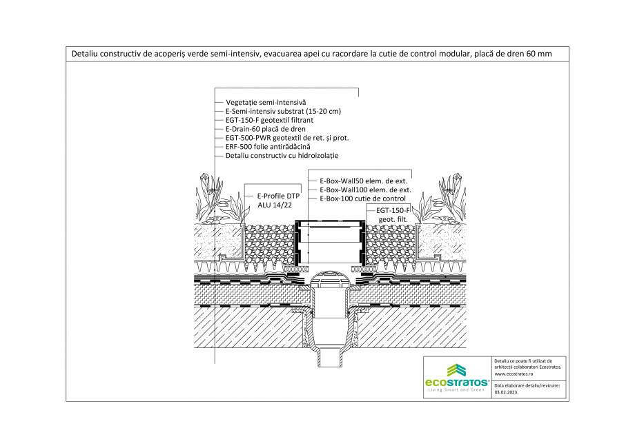 Pagina 1-CAD-PDF Detaliu constructiv de acoperis verde semi-intensiv, evacuarea apei cu racordare la cutie de...