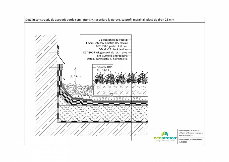 Pagina 1-CAD-PDF Detaliu constructiv de acoperis verde semi-intensiv, racordare la perete, cu profil marginal...