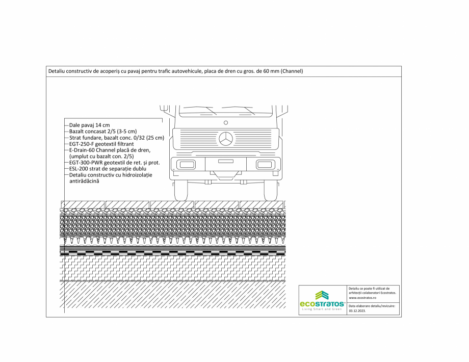 Pagina 1-CAD-PDF Detaliu constructiv de acoperis cu pavaj pentru trafic utovehicule, placa de dren gros...
