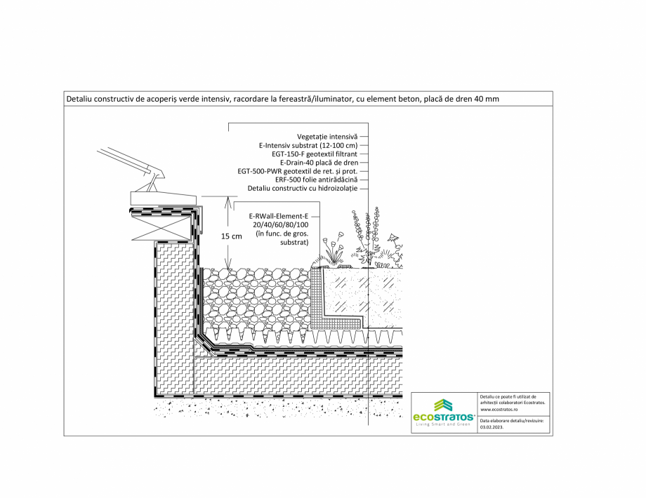 Pagina 1-CAD-PDF Detaliu constructiv de acoperis verde intensiv, racordare la fereastra/iluminator, cu...