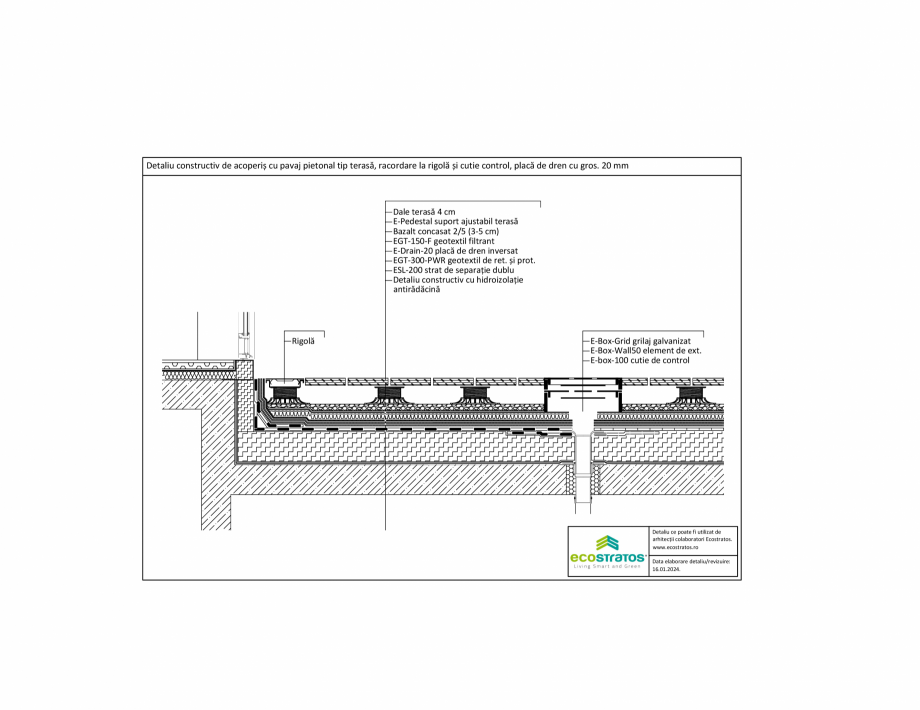 Pagina 1-CAD-PDF Detaliu constructiv de acoperis cu pavaj pietonal de tip terasa, racordare la rigola si...