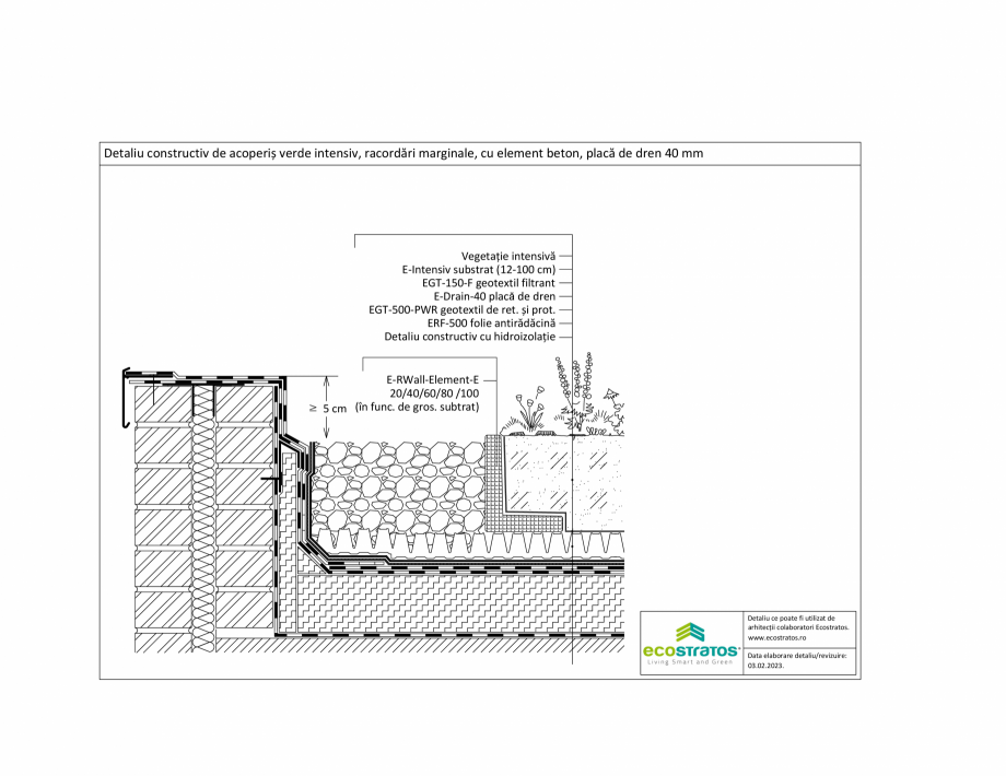 Pagina 1-CAD-PDF Detaliu constructiv de acoperis verde intensiv, racordari marginale, cu element beton, placa...