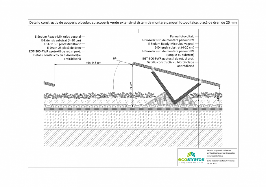 Pagina 1-CAD-PDF Detaliu constructiv de acoperis biosolar, cu acoperis extensiv si sitem de montare panouri...