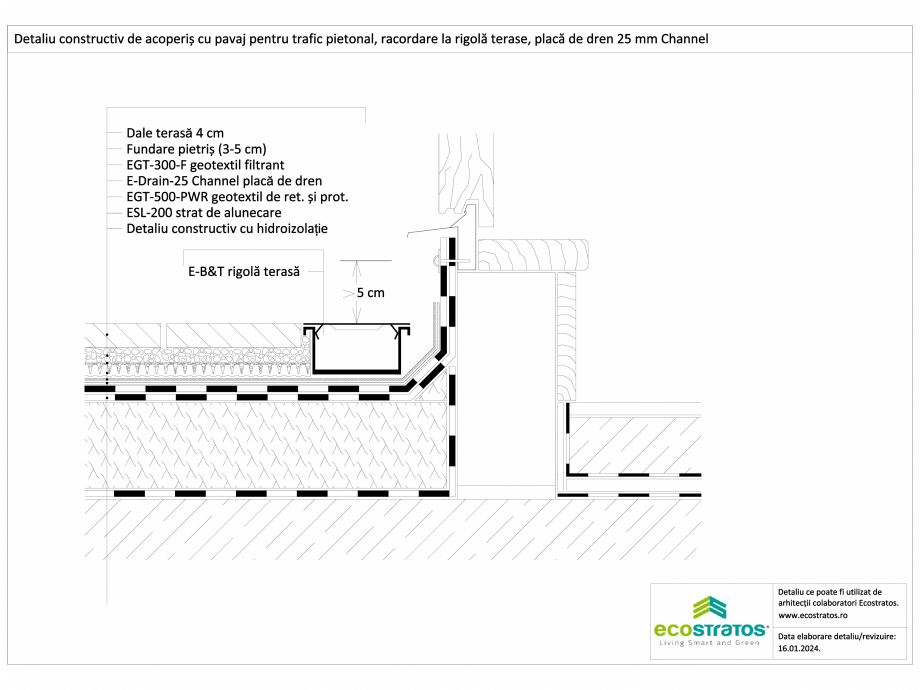 Pagina 1-CAD-DWG Detaliu constructiv de acoperis cu pavaj pentru trafic pietonal, racordare la rigola terase,...