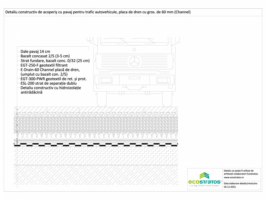 Pagina 1-CAD-DWG Detaliu constructiv de acoperis cu pavaj pentru trafic autovehicule, placa de dren 60 mm...