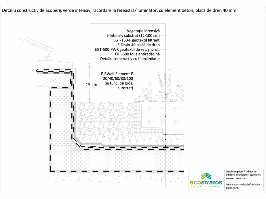 Pagina 1-CAD-DWG Detaliu constructiv de acoperis verde intensiv, racordare la fereastra/iluminator, cu...