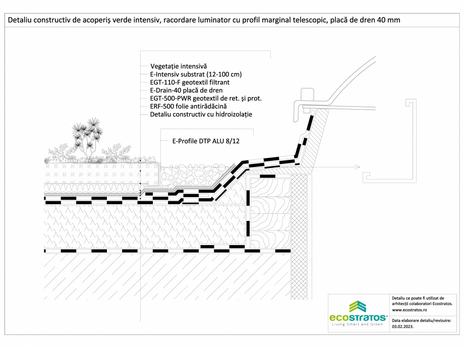 Pagina 1-CAD-DWG etaliu constructiv de acoperis verde intensiv,racordare luminator cu profil marginal...