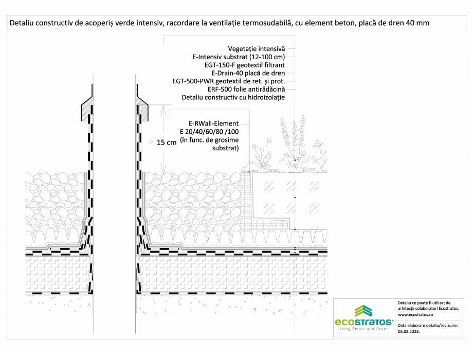 Pagina 1-CAD-DWG Detaliu constructiv de acoperis verde intensiv, racordare la ventilatie termosudabila, placa...