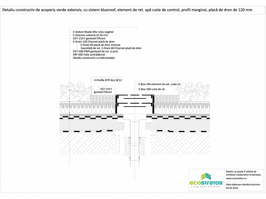 Pagina 1-CAD-DWG Detaliu constructiv de acoperis verde extensiv, cu sistem blueroof, elem de ret apa cutie de...