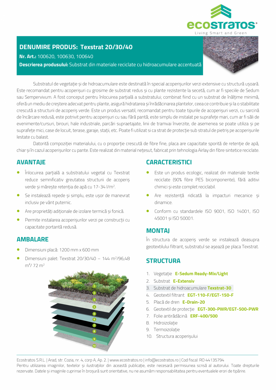Pagina 1-Acoperis verde - Texstrat substrat hidroacumulare ECOSTRATOS strat de vegetatie si hidroacumulare...