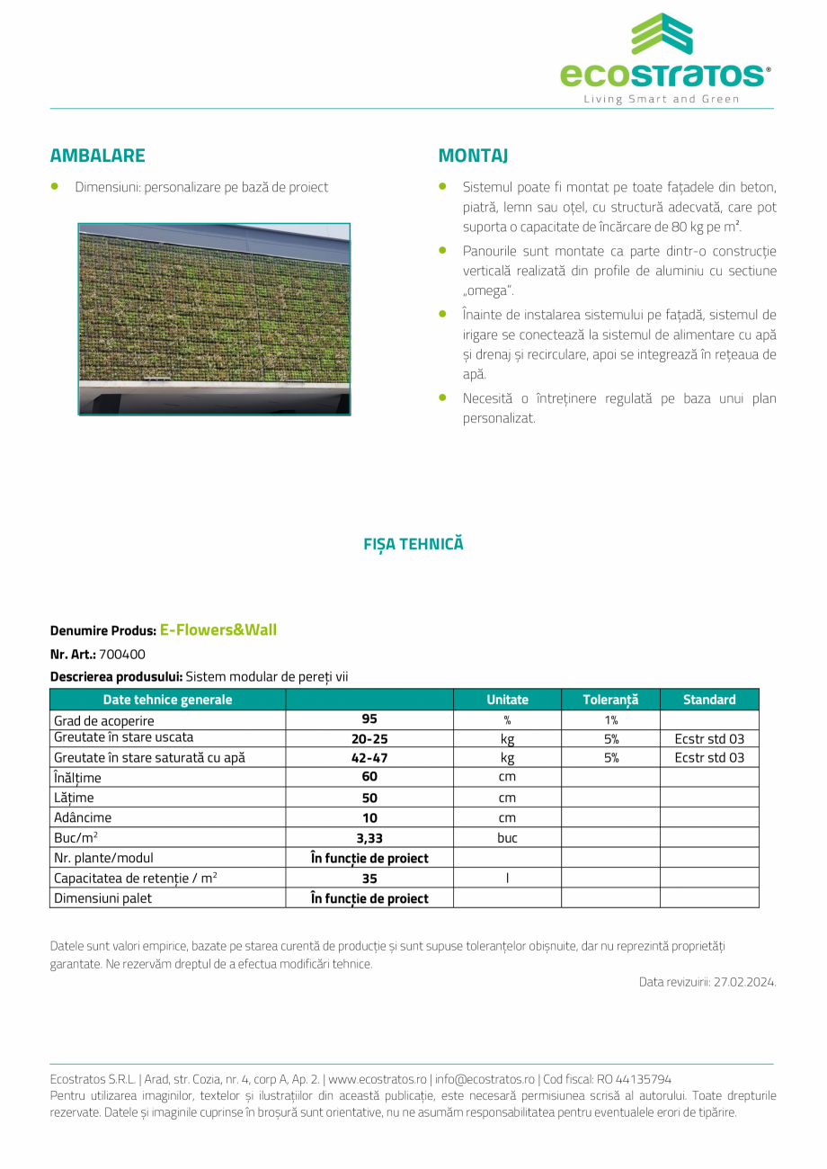 Pagina 2-E-Flowers&Wall Panouri pt pereti verzi ECOSTRATOS Fisa tehnica Romana  chiar și pe suprafețe...