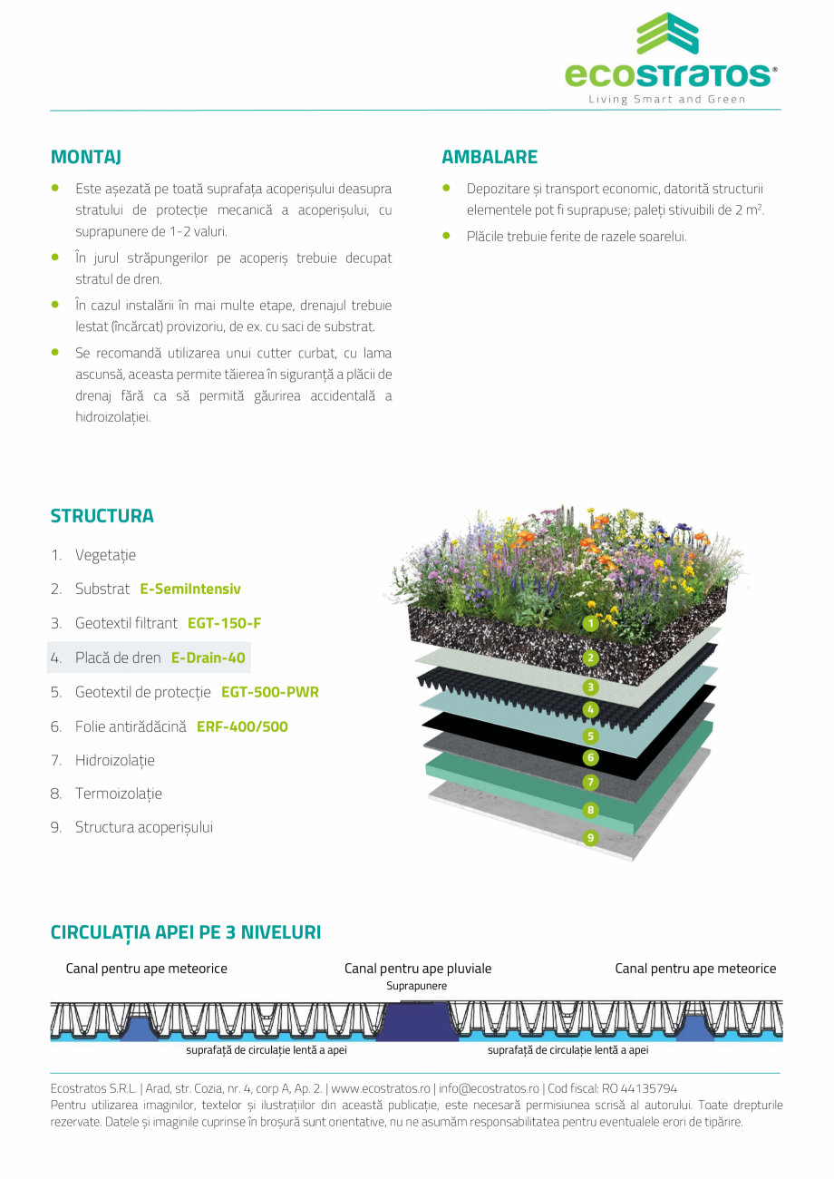Pagina 2-E-Drain-40 Placa de dren ECOSTRATOS Fisa tehnica Romana analizare urban. Placa de dren poate dirija ...
