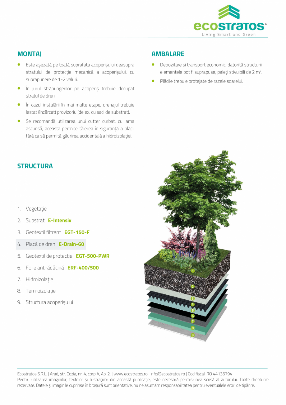 Pagina 2-E-Drain-60 Placa de dren ECOSTRATOS Fisa tehnica Romana rban. Plăcile de dren pot dirija...