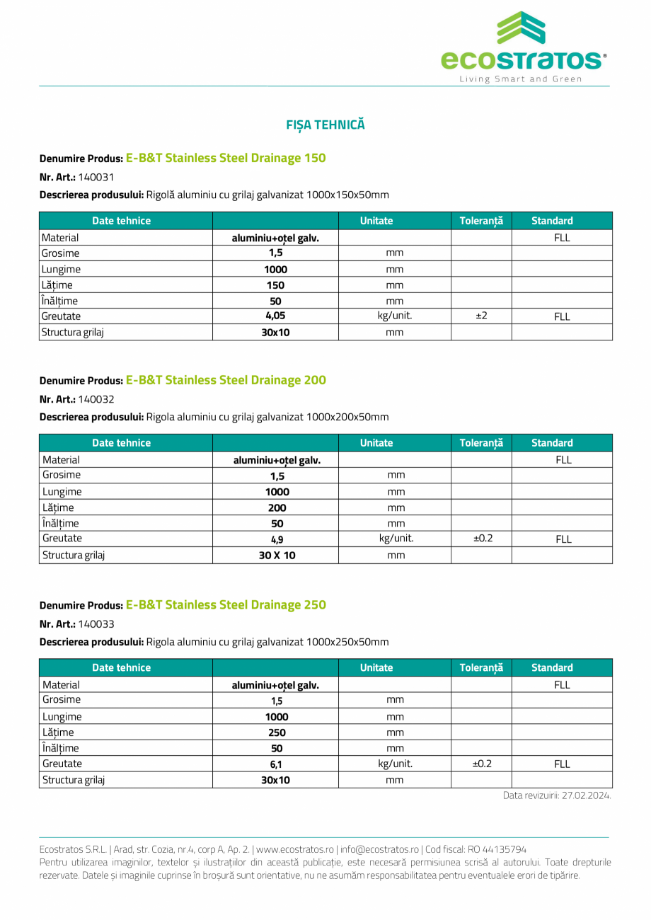 Pagina 2-E-B&T Rigola ECOSTRATOS Fisa tehnica Romana tc.

Unelte necesare pentru montaj: cheie fixă,...