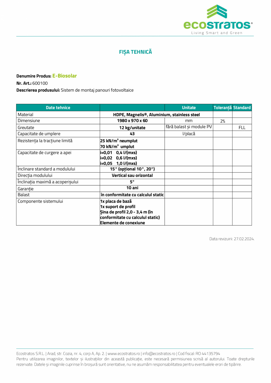 Pagina 2-E-Biosolar Sistem ECOSTRATOS Fisa tehnica Romana le umbrite, create de așezarea panourilor,
se...