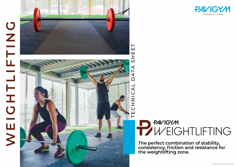 Pagina 1 - Pardoseală sportivă PAVIGYM WEIGHTLIFTING Fisa tehnica Engleza T EC H N I CA L DATA S H...