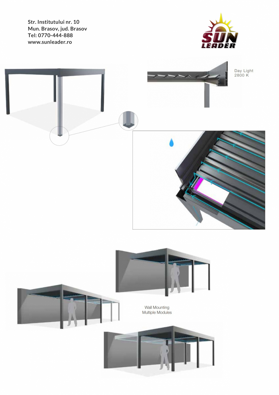 Pagina 7-Fisa tehnica pergola Bioclimatica XROOF SUN LEADER Fisa tehnica Romana 