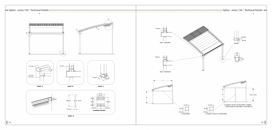 Pagina 8-SUN LEADER - Catalog - specificatii tehnice pergole cu membrana PVC SUN LEADER Specificații tehnice...