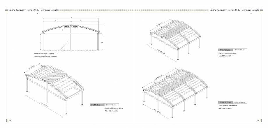 Pagina 16-SUN LEADER - Catalog - specificatii tehnice pergole cu membrana PVC SUN LEADER Specificații tehnice...