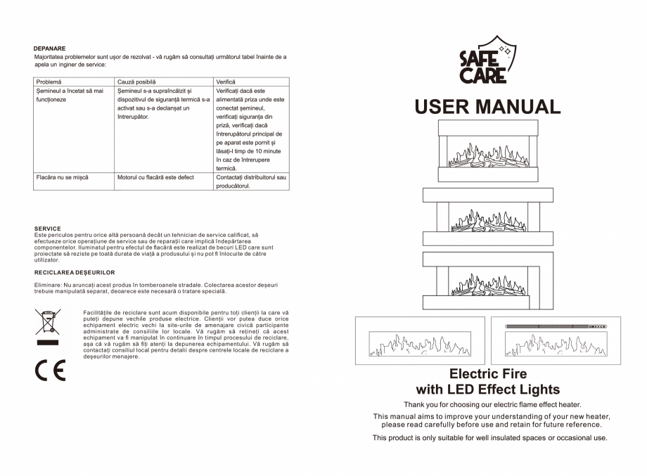 Pagina 1-Seminee electrice  ONITRADE 4802, 5001, 5201, 6001, 7001 Specificații tehnice Engleza, Romana...