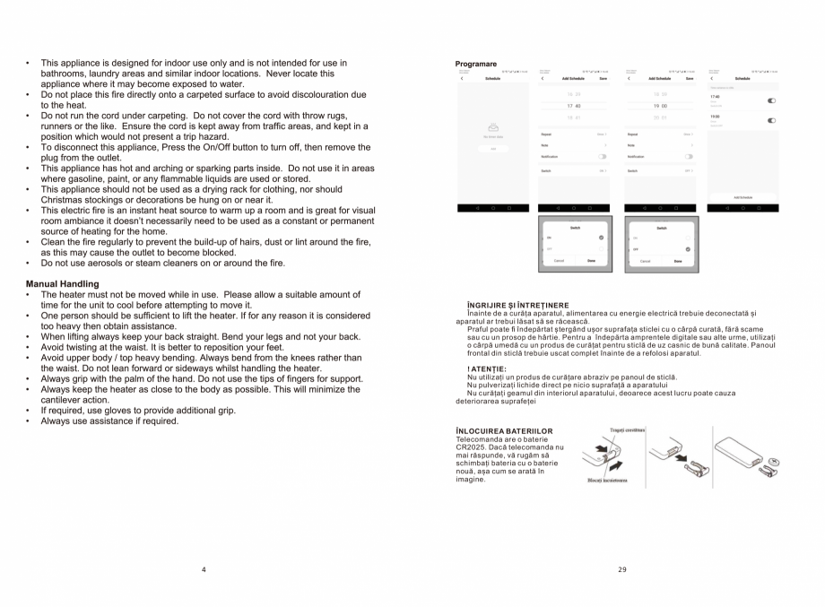 Pagina 4 - Seminee electrice  ONITRADE 4802, 5001, 5201, 6001, 7001 Specificații tehnice Engleza,...