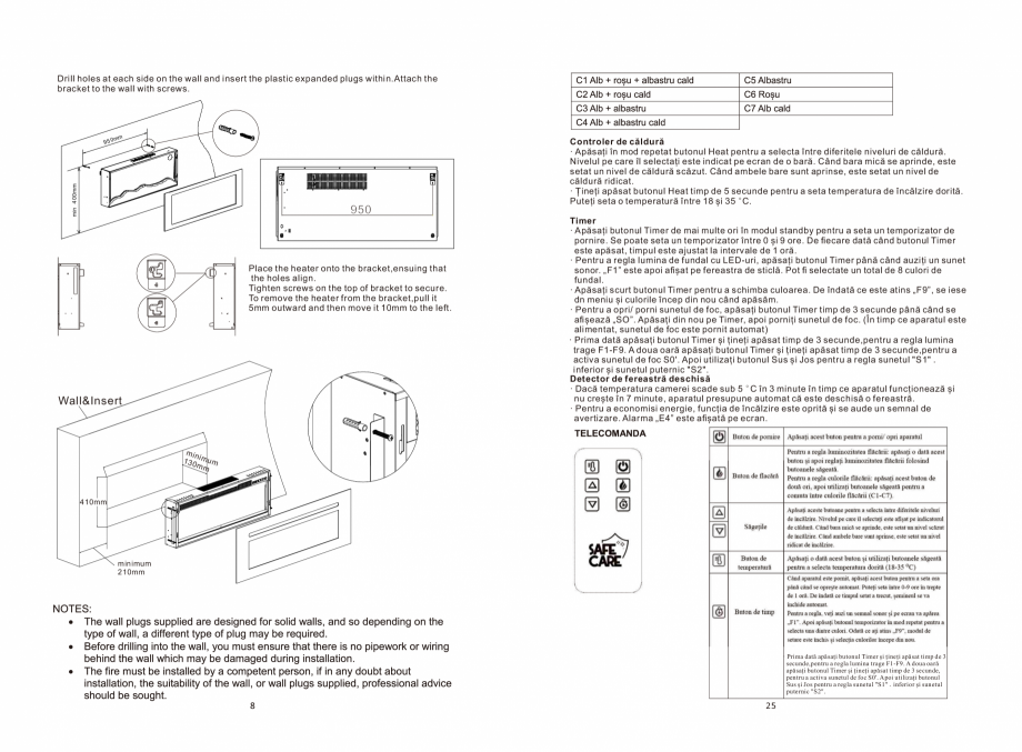 Pagina 8 - Seminee electrice  ONITRADE 4802, 5001, 5201, 6001, 7001 Specificații tehnice Engleza,...