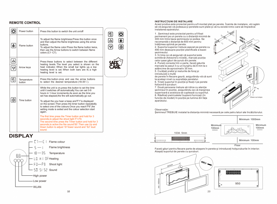Pagina 10 - Seminee electrice  ONITRADE 4802, 5001, 5201, 6001, 7001 Specificații tehnice Engleza, ...