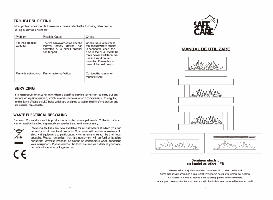 Pagina 16 - Seminee electrice  ONITRADE 4802, 5001, 5201, 6001, 7001 Specificații tehnice Engleza, ...