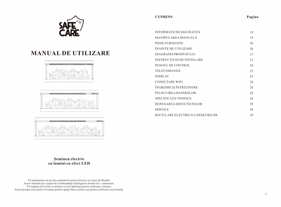 Pagina 16 - Seminee electrice ONITRADE 5001, 6001, 7001 Specificații tehnice Engleza, Romana  a...