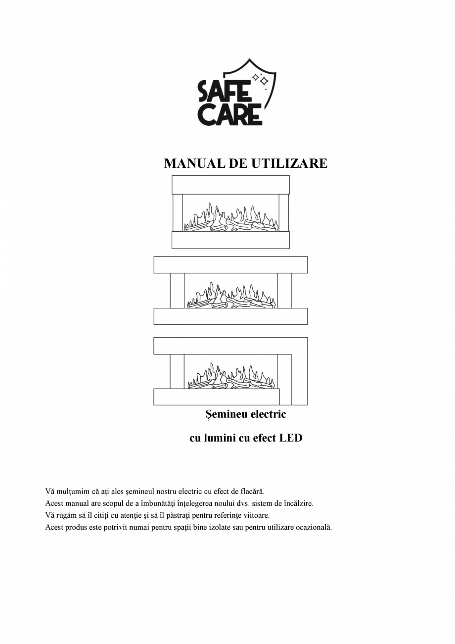 Pagina 1-Semineu electric cu lumini cu efect LED ONITRADE 5201 Instructiuni montaj, utilizare Romana MANUAL...