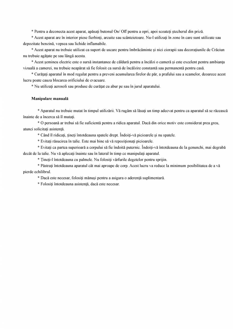 Pagina 4 - Semineu electric cu lumini cu efect LED ONITRADE 5201 Instructiuni montaj, utilizare...