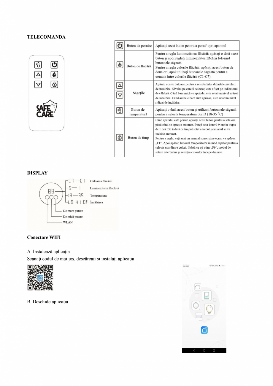 Pagina 9 - Semineu electric cu lumini cu efect LED ONITRADE 5201 Instructiuni montaj, utilizare...