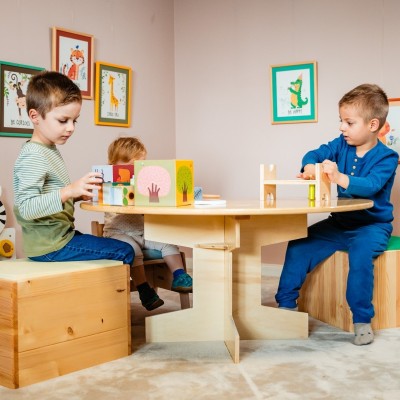 Gaudino Masa rotunda Montessori de activitati - Mese și scaune pentru copii Gaudino
