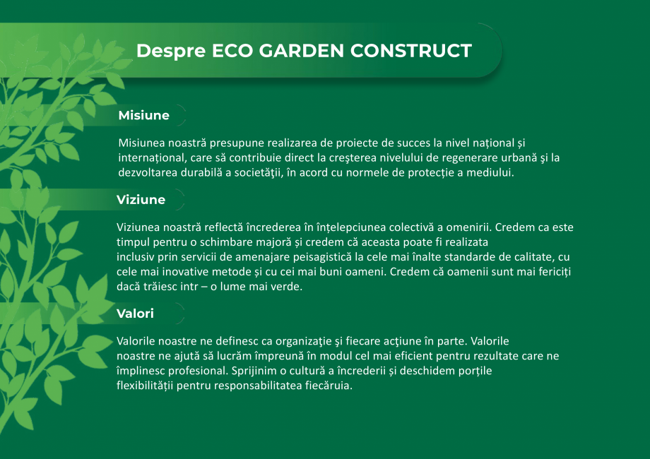 Pagina 3-Prezentare companie Eco Garden Construct  Catalog, brosura Romana oca. Am devenit parteneri
ai unor ...