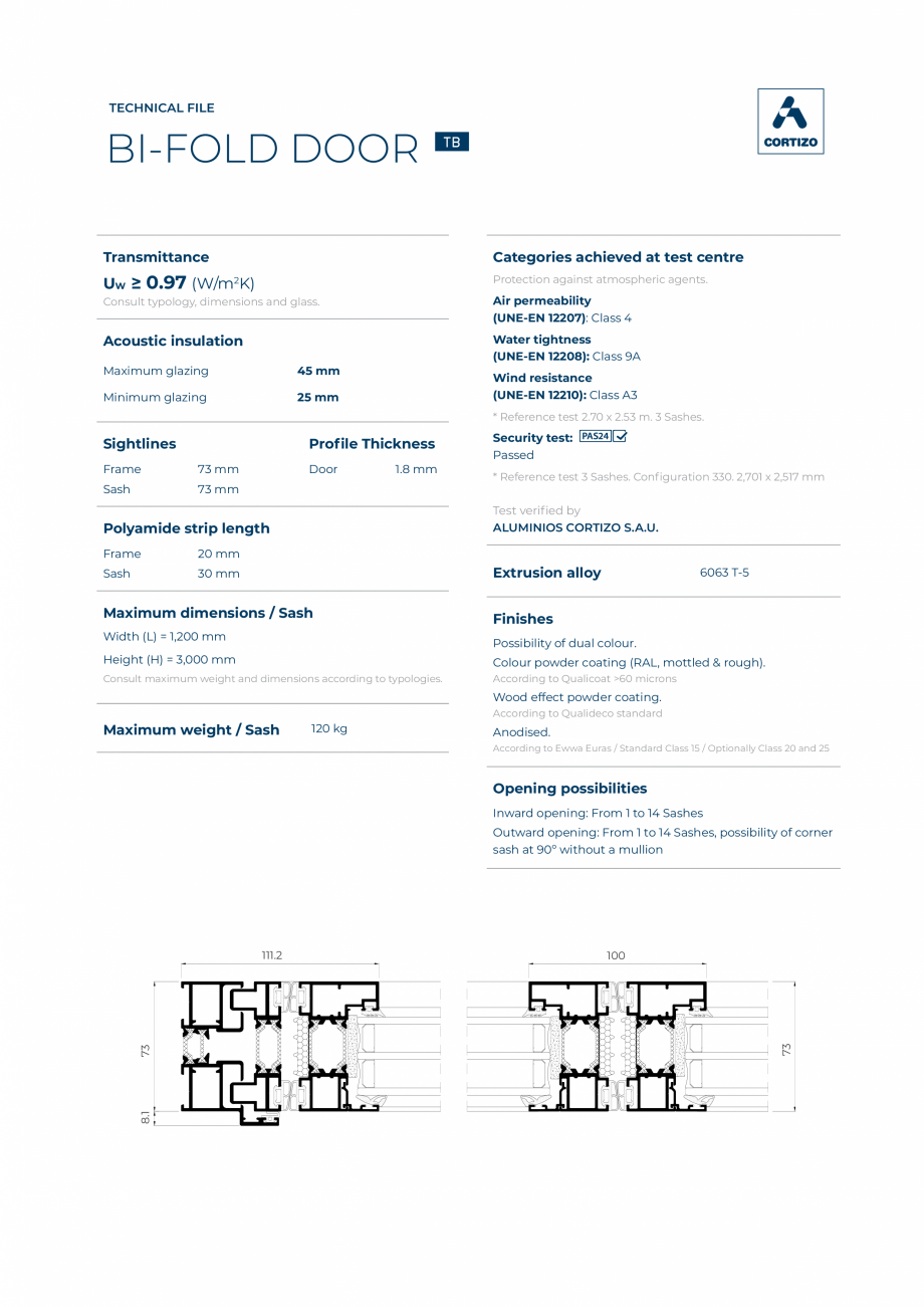 Pagina 1-Sistem Armonica BATI-AL  Bi-fold Fisa tehnica Engleza TECHNICAL FILE

BI-FOLD DOOR
Transmittance

UW...