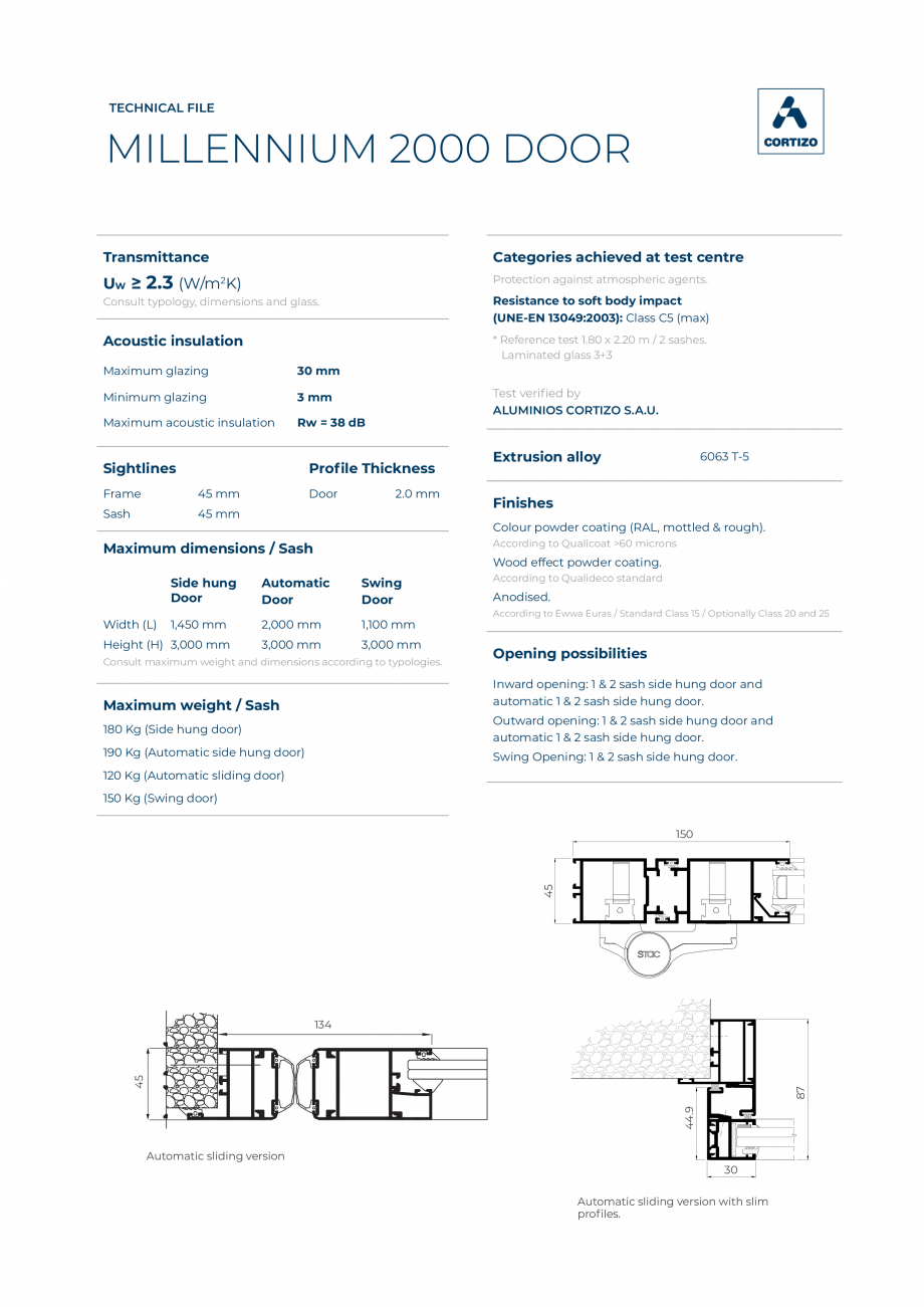 Pagina 1-Usa din aluminiu  BATI-AL  Millennium 2000 Fisa tehnica Engleza TECHNICAL FILE

MILLENNIUM 2000 DOOR...