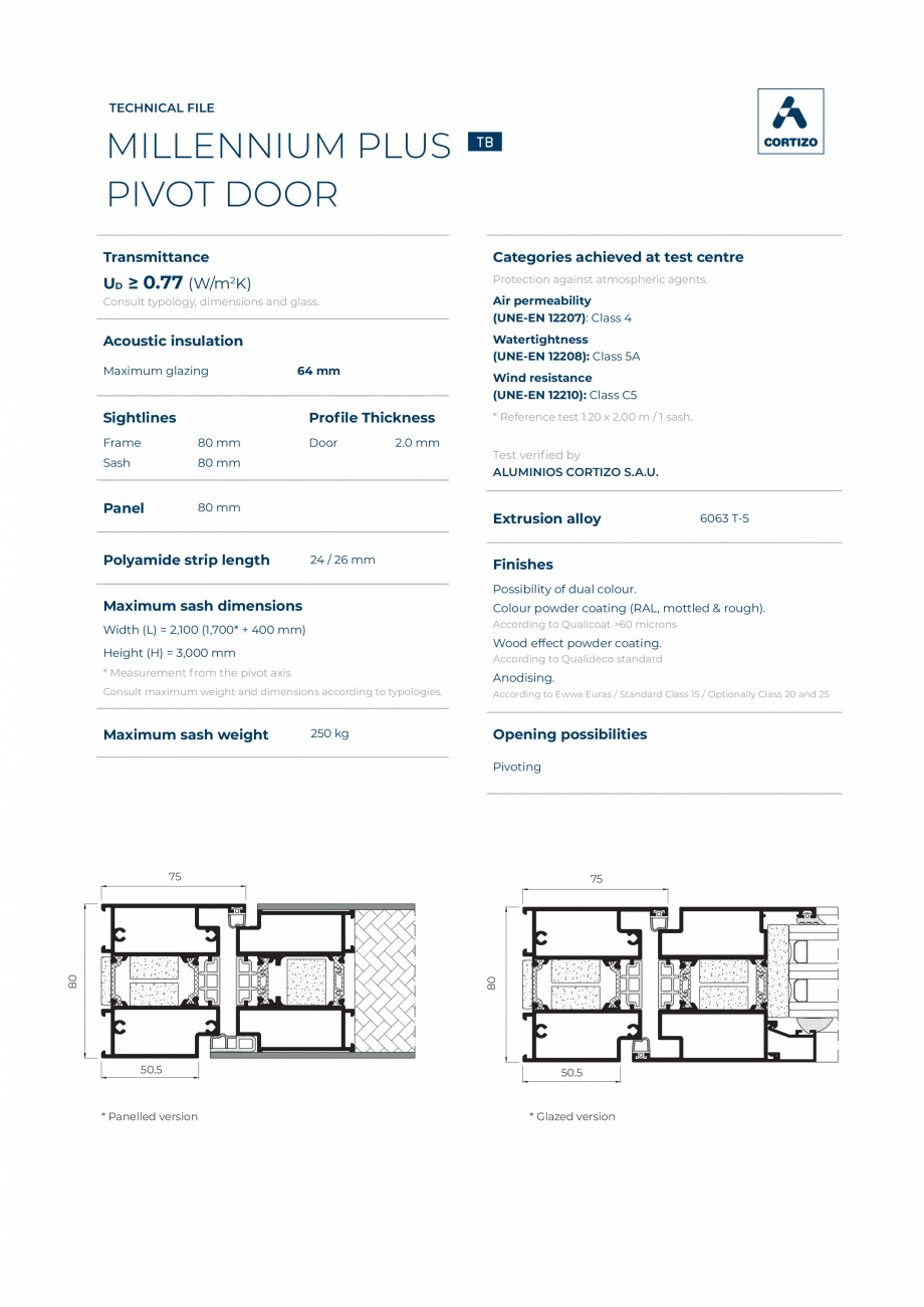 Pagina 1-Usa din aluminiu BATI-AL  Millenium Plus Pivot Fisa tehnica Engleza TECHNICAL FILE

MILLENNIUM PLUS
...