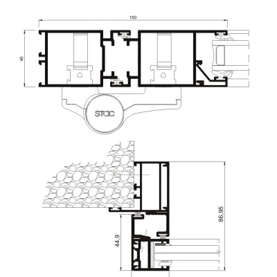 BATI-AL Usa din aluminiu - sectiune incrucisata - Usi din aluminiu pentru cladiri de birouri sau