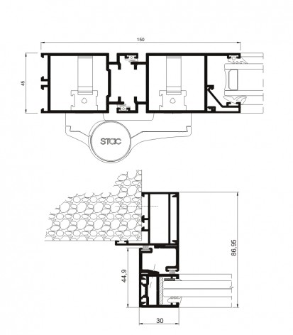Usa din aluminiu - sectiune incrucisata Millennium 2000 Usa din aluminiu 