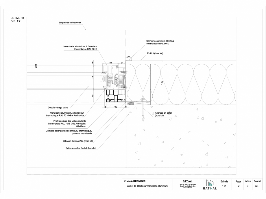 Pagina 1-CAD-DWG Carte de detalii pentru tamplaria din aluminiu BATI-AL  Detaliu de produs 