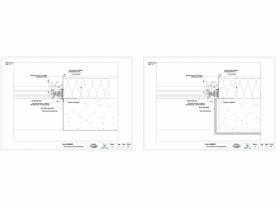 Pagina 1-CAD-DWG Carte de detalii pentru tamplaria din aluminiu BATI-AL  Detaliu de produs 
