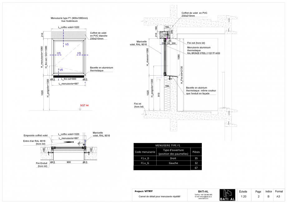 Pagina 3-Carte de detalii pentru tamplaria din aluminiu BATI-AL  Fisa tehnica Franceza Menuiserie
type...