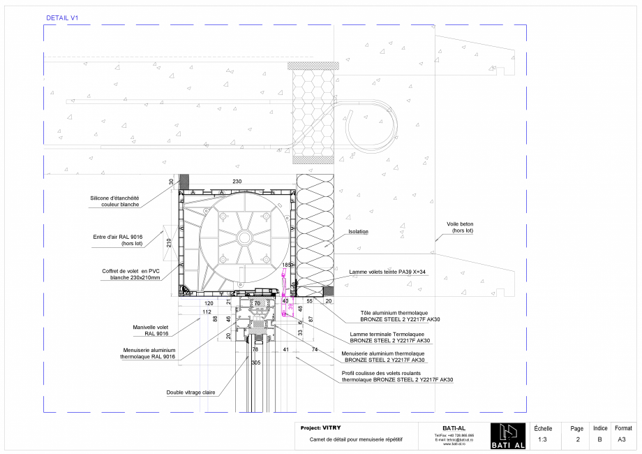 Pagina 4-Carte de detalii pentru tamplaria din aluminiu BATI-AL  Fisa tehnica Franceza 20

Empreinte coffret ...