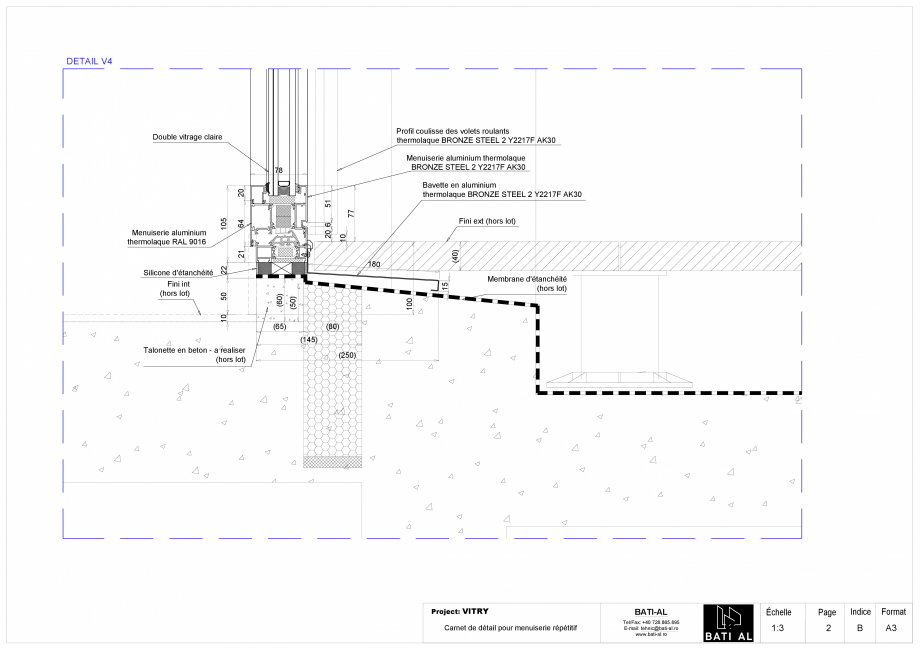 Pagina 7-Carte de detalii pentru tamplaria din aluminiu BATI-AL  Fisa tehnica Franceza 
Profil coulisse des...