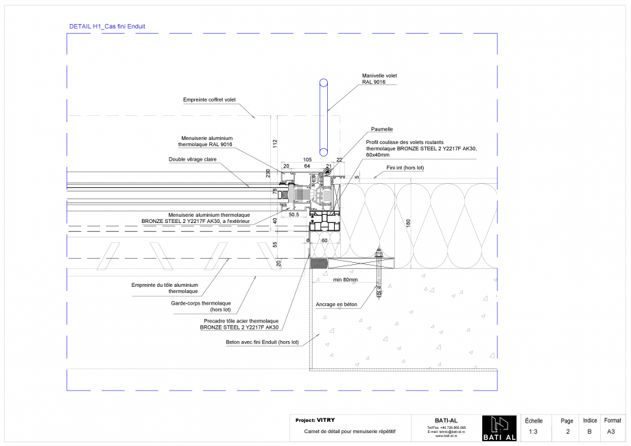 Pagina 10-Carte de detalii pentru tamplaria din aluminiu BATI-AL  Fisa tehnica Franceza ffret volet

Paumelle
...