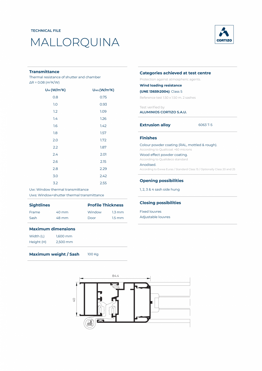 Pagina 1-Obloane cu lamele fixe sau reglabile BATI-AL  Mallorquina Fisa tehnica Engleza TECHNICAL FILE
...